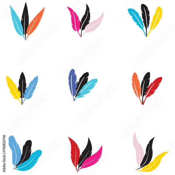 Fototapeta Plume vector icon designs set, color, art, yellow, vector, stylish, soft, shadow, set, rose, refine, red, pattern, nature, natural, multicolored, light, green, graphics, feather, decorative, deco