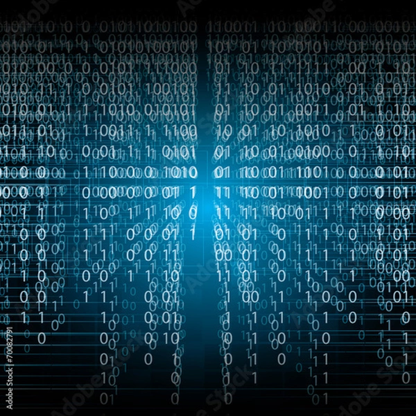 Obraz Abstract tech binary blue background