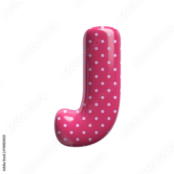 Fototapeta Polka dot letter J - Uppercase 3d pink retro font - suitable for Fashion, retro design or decoration related subjects
