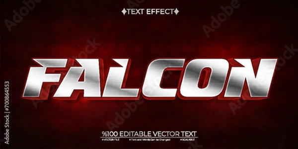 Obraz Silver and Red Falcon Editable Vector 3D Text Effect