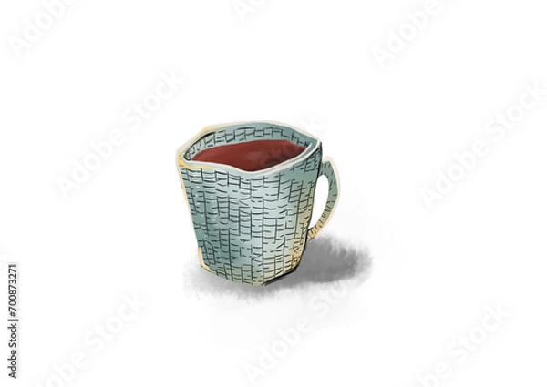 Obraz 飲み物の入ったマグカップの水彩カラーイラスト