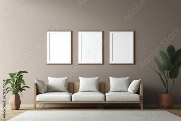 Fototapeta Clean and modern frame template on a gallery wall
