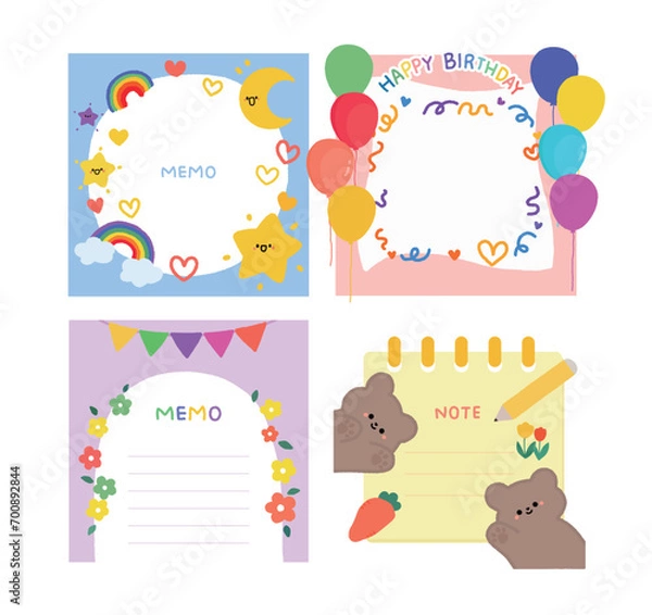 Fototapeta 귀여운 메모지