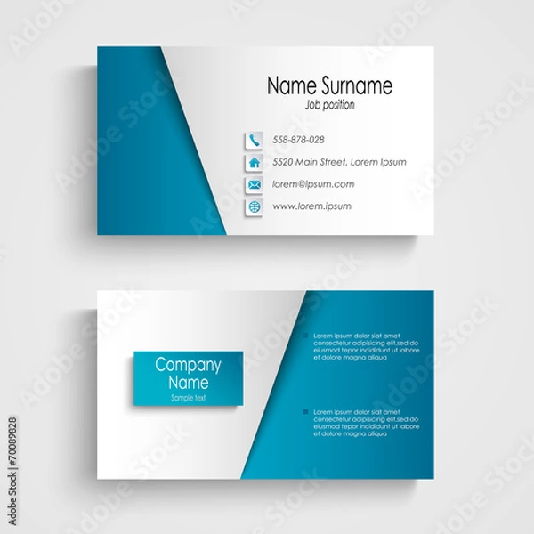 Obraz Modern light blue business card template