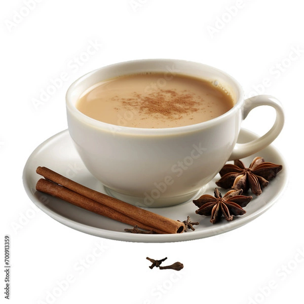 Fototapeta Chai Tea, transparent background, isolated image, generative AI