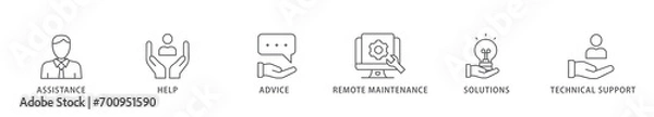 Obraz IT Expert banner web icon vector illustration concept with icon of assistance, help, advice, remote maintenance, solutions and technical support