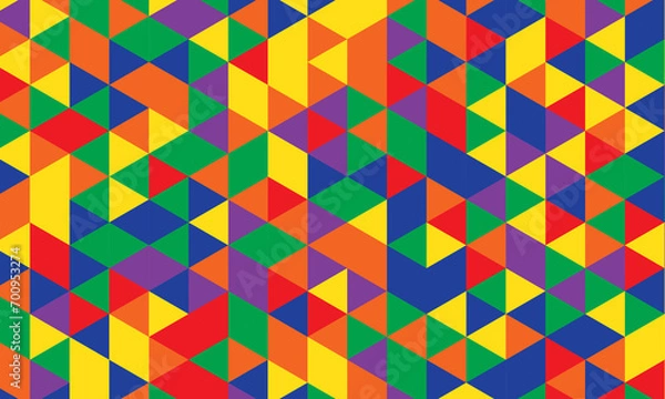 Fototapeta background Colorful geometric pattern with vibrant stripes and triangles.