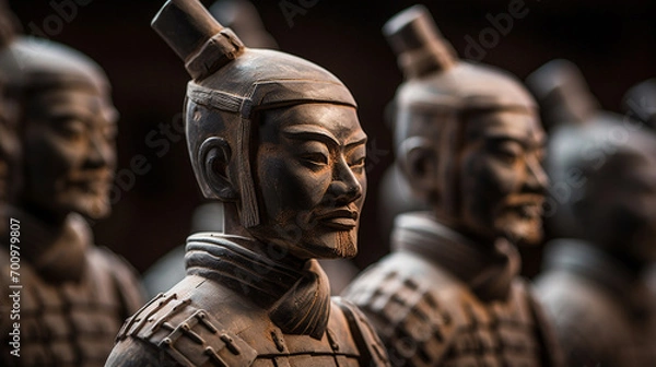 Fototapeta The marvels of Xian, China, with the awe-inspiring Terracotta Army warriors, an iconic symbol of ancient history and craftsmanship. Generative AI.