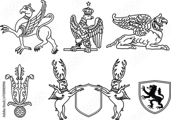 Fototapeta hand drawn middle ages illustration shield