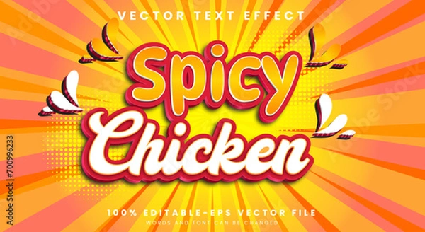 Fototapeta Spicy chicken 3d editable text effect suitable for food products