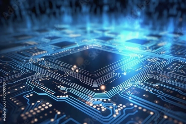 Fototapeta Close-up circuit chip computer