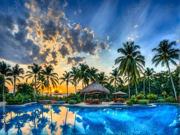 Fototapeta swimming pool in the resort