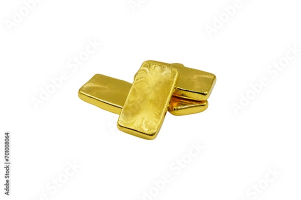 Fototapeta stack of pure Gold bars ingot isolated in png format represent business, investment and financial concept in png format
