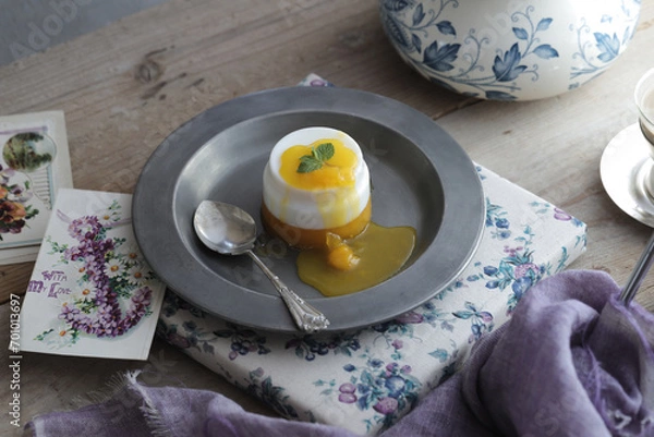Obraz オレンジソースのパンナコッタ
