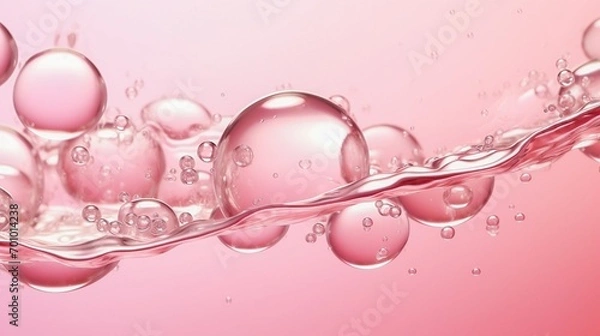 Obraz Oil bubbles on pink water background
