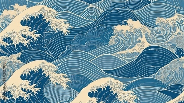 Fototapeta Background of japanese style wave pattern teture