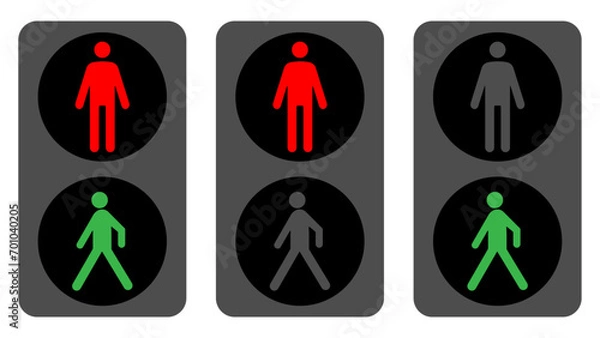 Obraz Pedestrian traffic light with red and green man icon set
