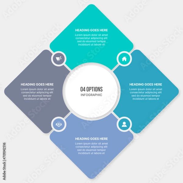 Obraz Four Options Steps Circle Infographic Template Design
