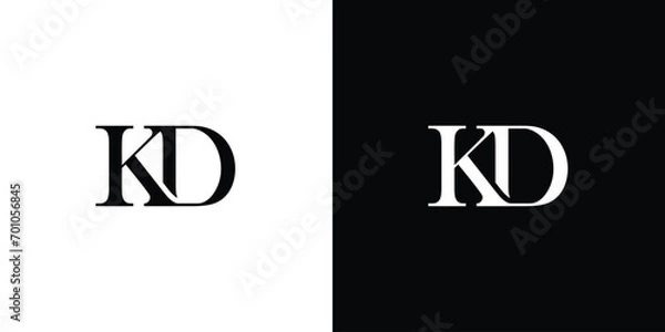 Fototapeta Abstract creative simple initial letters KD logo monogram style in black and white color