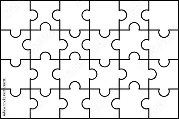 Fototapeta Rectangle Jigsaw Puzzle Outline Template