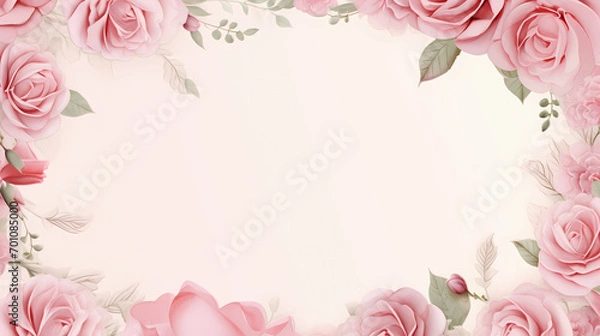 Fototapeta Floral frame with decorative flowers, decorative flower background pattern, floral border background