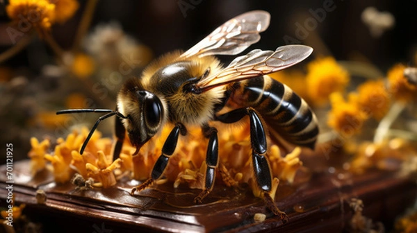 Fototapeta Buzzing Beauties: Exploring the Marvels of Nature's Tiny Flyers in a Vibrant Floral Paradise!, generative AI