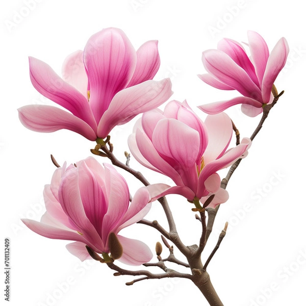 Fototapeta Pink magnolia flowers isolated on transparent background