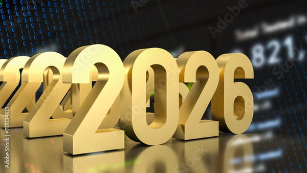 Fototapeta The 2026 year for Business concept 3d rendering.