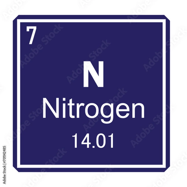 Fototapeta Nitrogen chemical element symbol ,Vector Image Illustration Isolated On White Background