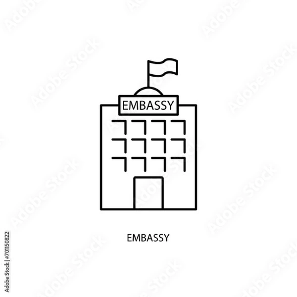 Fototapeta embassy concept line icon. Simple element illustration. embassy concept outline symbol design.