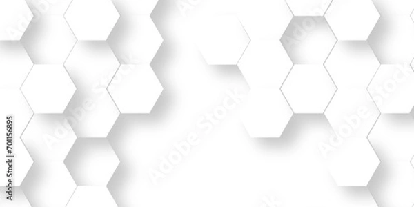 Fototapeta Seamless pattern with hexagon. White Hexagonal Background. Luxury honeycomb grid White Pattern. Vector Illustration. 3D Futuristic abstract honeycomb mosaic white background. geometric mesh cell text.