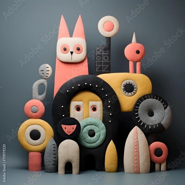 Fototapeta A whimsical children's toy with soft, inviting textures and playful shapes