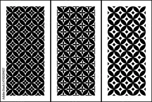 Obraz black and white set of seamless floral and geometric pattern 