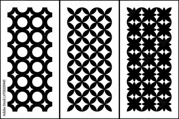 Obraz black and white set of seamless floral and geometric pattern 