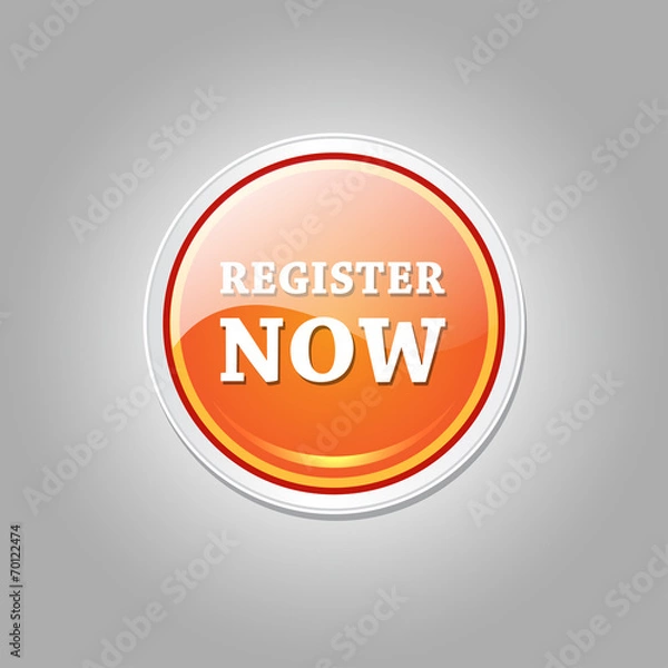 Obraz Register Now Glossy Shiny Circular Vector Button
