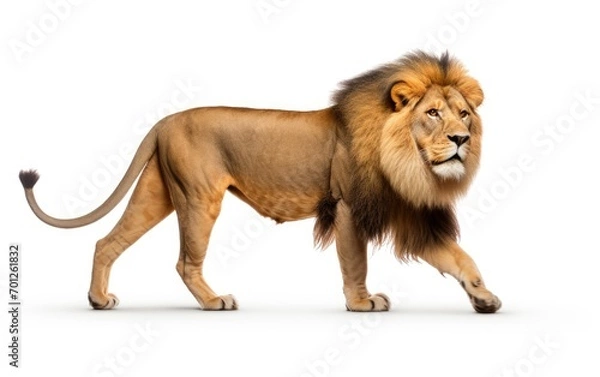 Obraz Lion walking isolated on a white background.