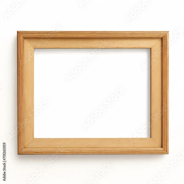 Obraz 壁に木製フレームの写真のモックアップ。木製の額縁をモックアップします。影付きの水平方向の境界線。背景の壁に空のフォト フレーム。デザインの境界線は、ポスターと絵画の画像を印刷します。ベクター