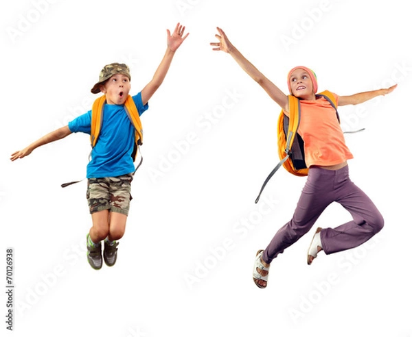 Obraz jumping children reaching something together