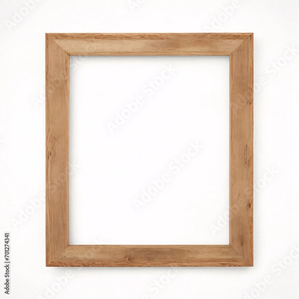 Obraz 壁に木製フレームの写真のモックアップ。木製の額縁をモックアップします。影付きの垂直境界線。空のフォト フレーム a4 の背景に分離されました。デザインの境界線は、ポスターと絵画の画像を印刷します。ベクター