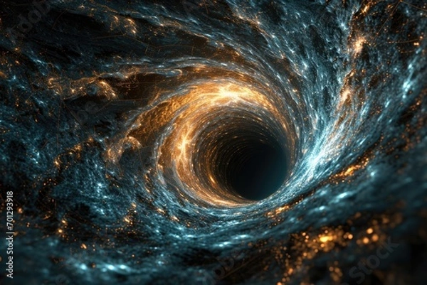 Fototapeta Cosmic mystery : the depths of a black hole in space, an enigmatic gravitational singularity shaping the fabric of the universe, a celestial journey into the heart of darkness