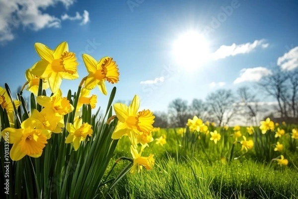 Obraz Daffodil flowers in the field.