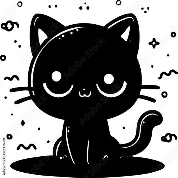Fototapeta Experience the magic of this vector illustration featuring a playful, cartoon-style black cat