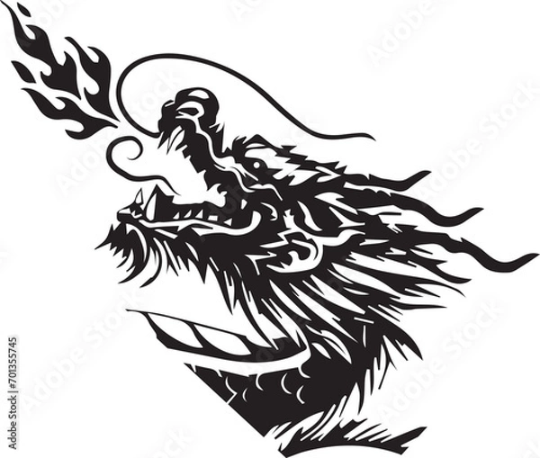 Obraz New Year Dragon with fire Vector Design 