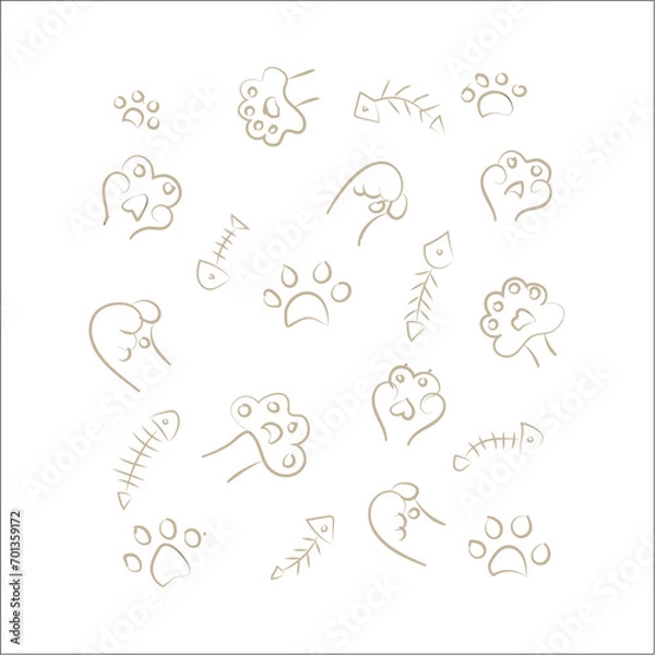 Obraz Cat Cat paws fishbone pattern seamless 