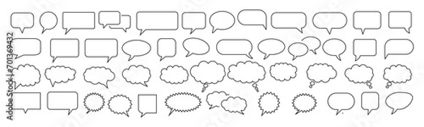 Fototapeta Speech Bubble icon set. Talk bubbles with editable stroke. Cloud speech bubbles collection..