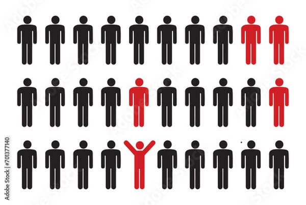 Obraz Standing Out From The Crowd And Leadership Concept stock illustration. 9 out of ten people