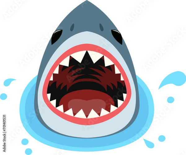 Obraz vector cartoon of aggressive shark in sea