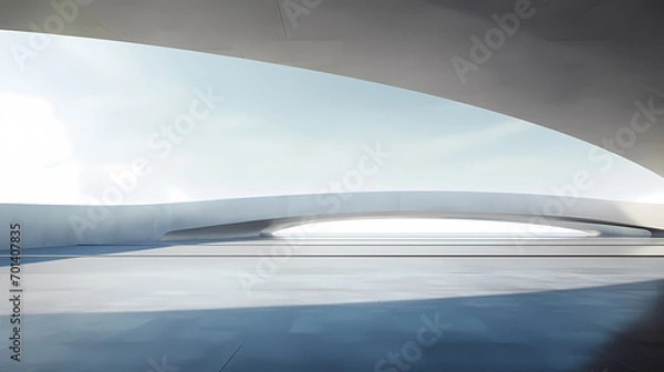Fototapeta 3d render of abstract futuristic architecture with empty concrete floor