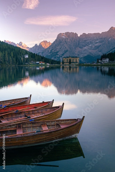 Obraz Lago di Misurini at sunset 