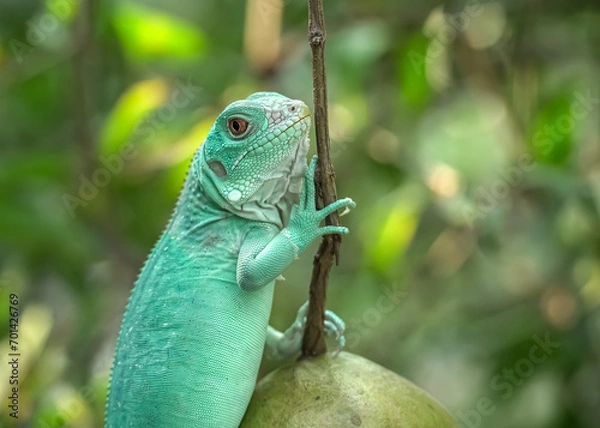 Fototapeta green lizard on a branch